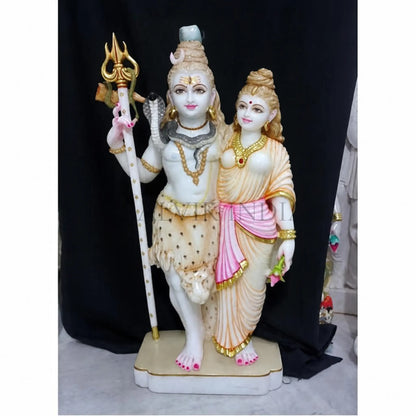 Shiv Parvati Murti in Marble – Handcrafted Statue