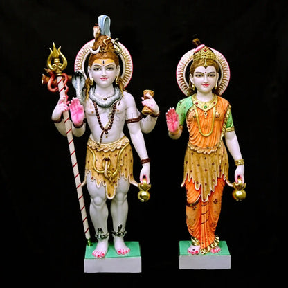 Marble Shiva Parvati Idol – Traditional Handcrafted Statue