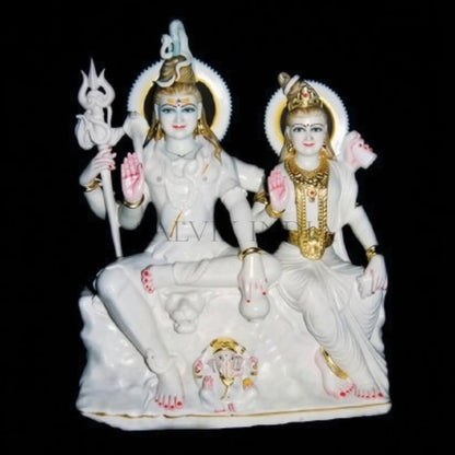 Marble Shiva Parvati Statue – Traditional Handcrafted Lord Shiva Idol
