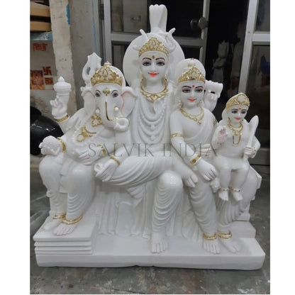 Marble Shankar Parivar Murti – Handcrafted Lord Shiva Idol