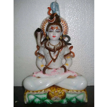 White Makrana Marble Shankar Statue – Handcrafted Shiva Murti
