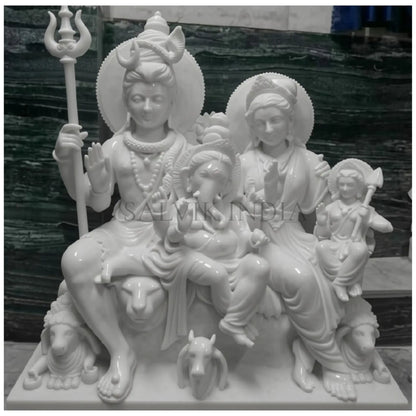Marble Shiva Parivar Idol – Traditional Handcrafted Statue