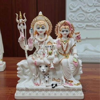 Shiva Parvati Marble Statue – Handcrafted Marble Murti