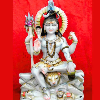 Ashirwad White Marble Lord Shiva Statue for Home Temple