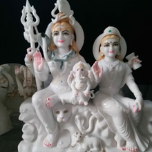 Kailash Parivar Shiv Parvati Marble Statue