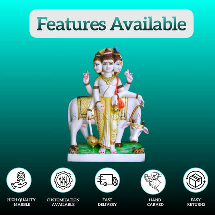 Lord Dattatreya White Marble Statue – Handcrafted Idol