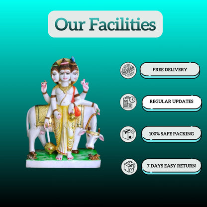 Lord Dattatreya White Marble Statue – Handcrafted Idol