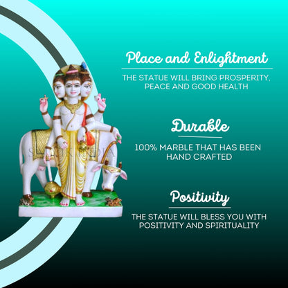 Lord Dattatreya White Marble Statue – Handcrafted Idol