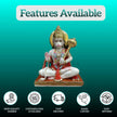 Buy Sitting Hanuman Ji Idol on Chowki with Gada | Traditional Hand-Painted Marble Sculpture
