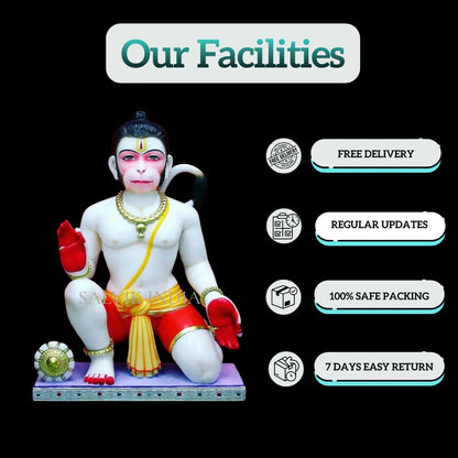 Buy Bajrangbali Marble Idol in Chowki Pose for Home Mandir