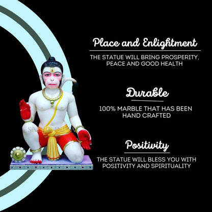 Buy Bajrangbali Marble Idol in Chowki Pose for Home Mandir