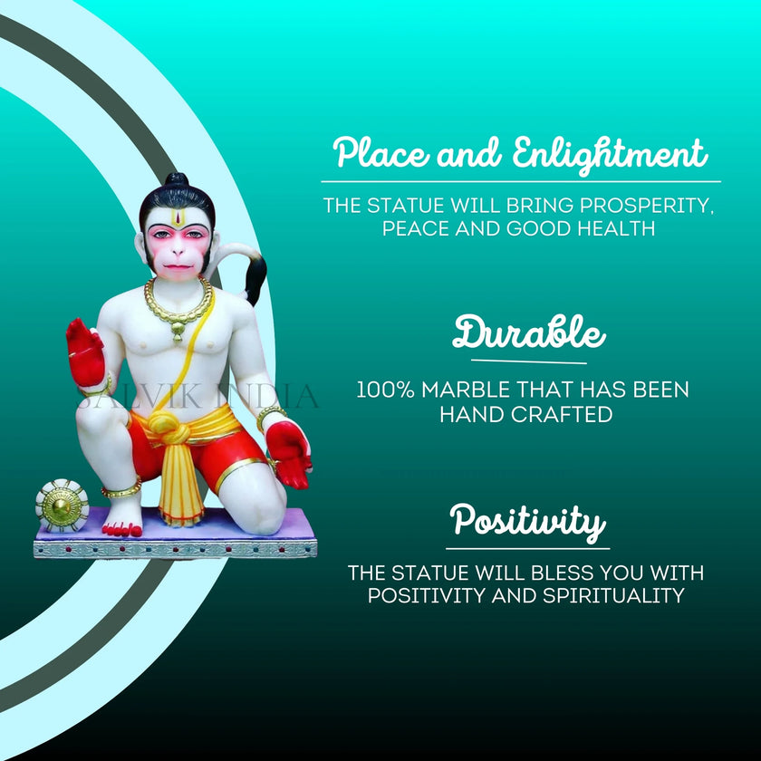 Buy Bajrangbali Marble Idol in Chowki Pose for Home Mandir