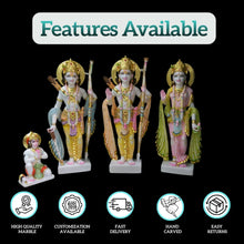 Handcrafted Marble Ram Darbar Idol Set for Home Mandir – 12 Inch