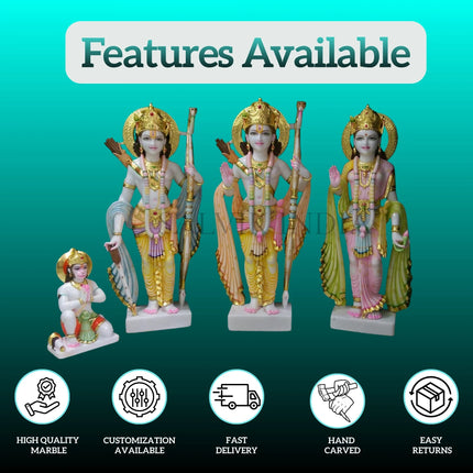 Handcrafted Marble Ram Darbar Idol Set for Home Mandir – 12 Inch