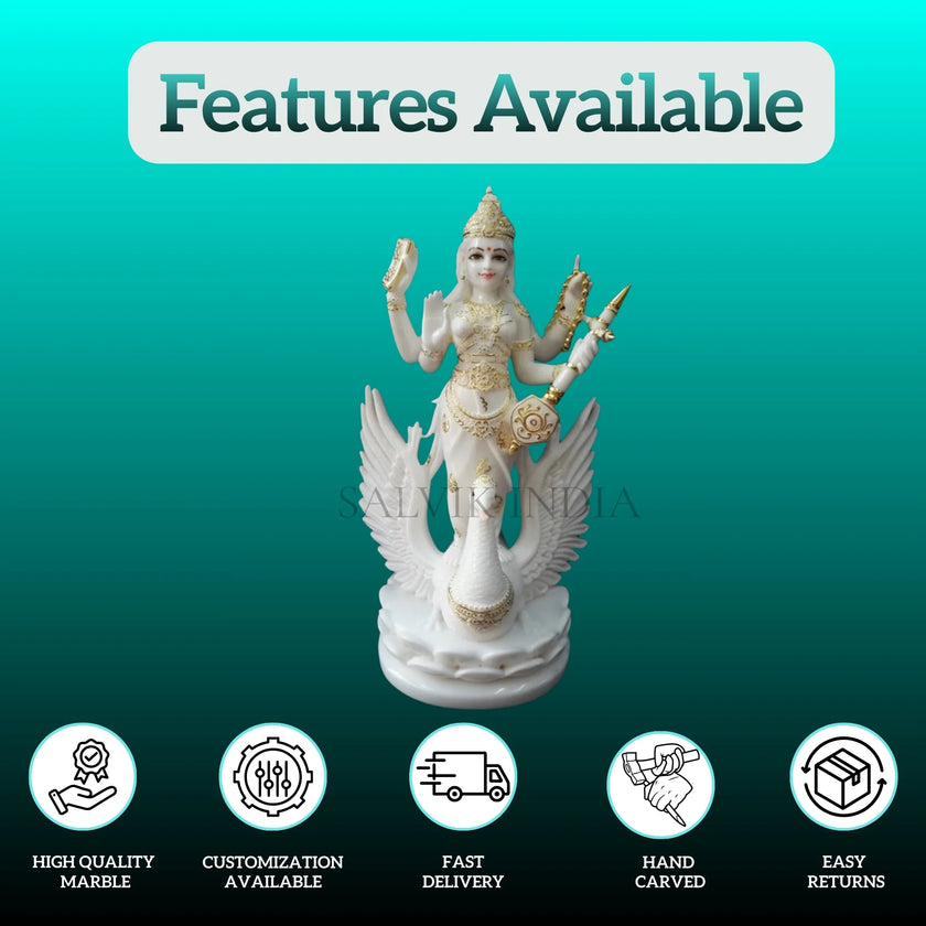White Saraswati Murti in Marble