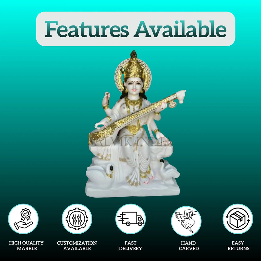 Buy Goddess Saraswati Marble Idol