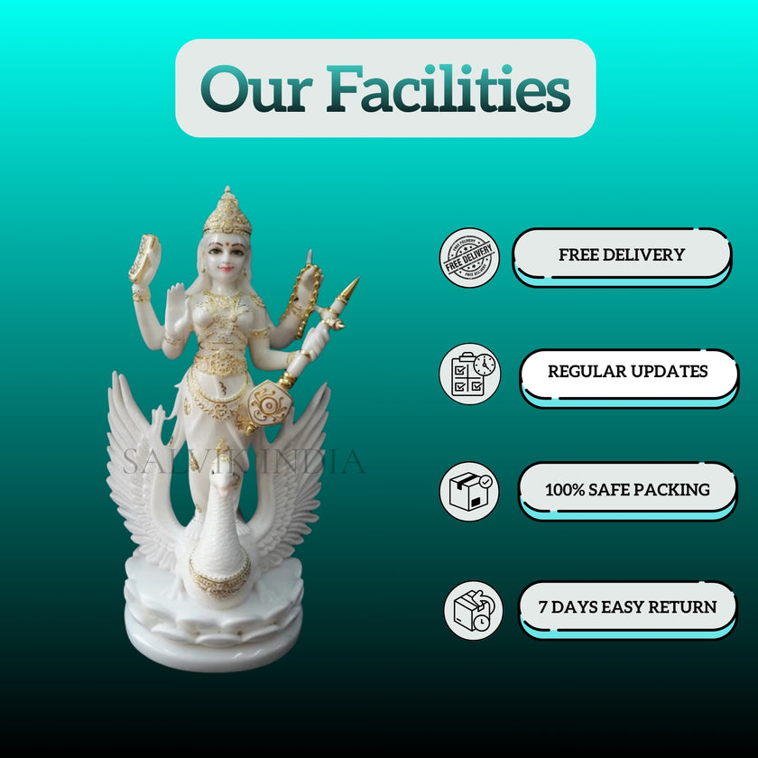 White Saraswati Murti in Marble