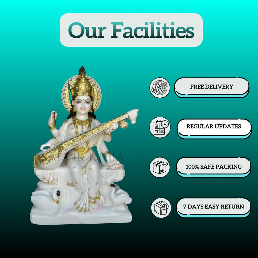 Buy Goddess Saraswati Marble Idol
