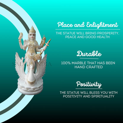 White Saraswati Murti in Marble