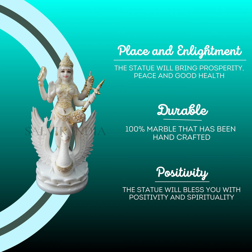 White Saraswati Murti in Marble