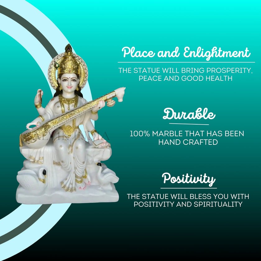 Buy Goddess Saraswati Marble Idol