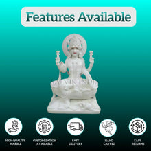 Big Size Laxmi Ji Marble Idol for Temple Installation | Pure White Makrana Marble