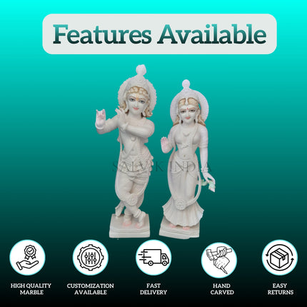 Buy Radha Krishna White Marble Statue Online for Home Temple