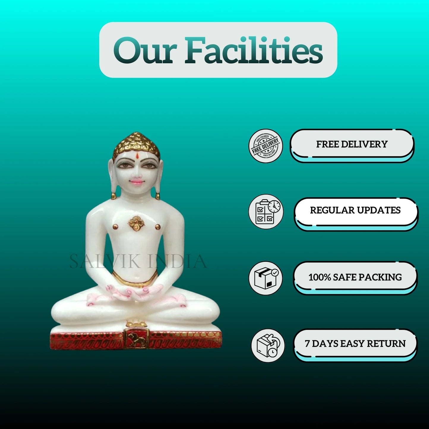 Marble Mahavir Bhagwan Statue for Home Temple | Handcrafted Jain Idol