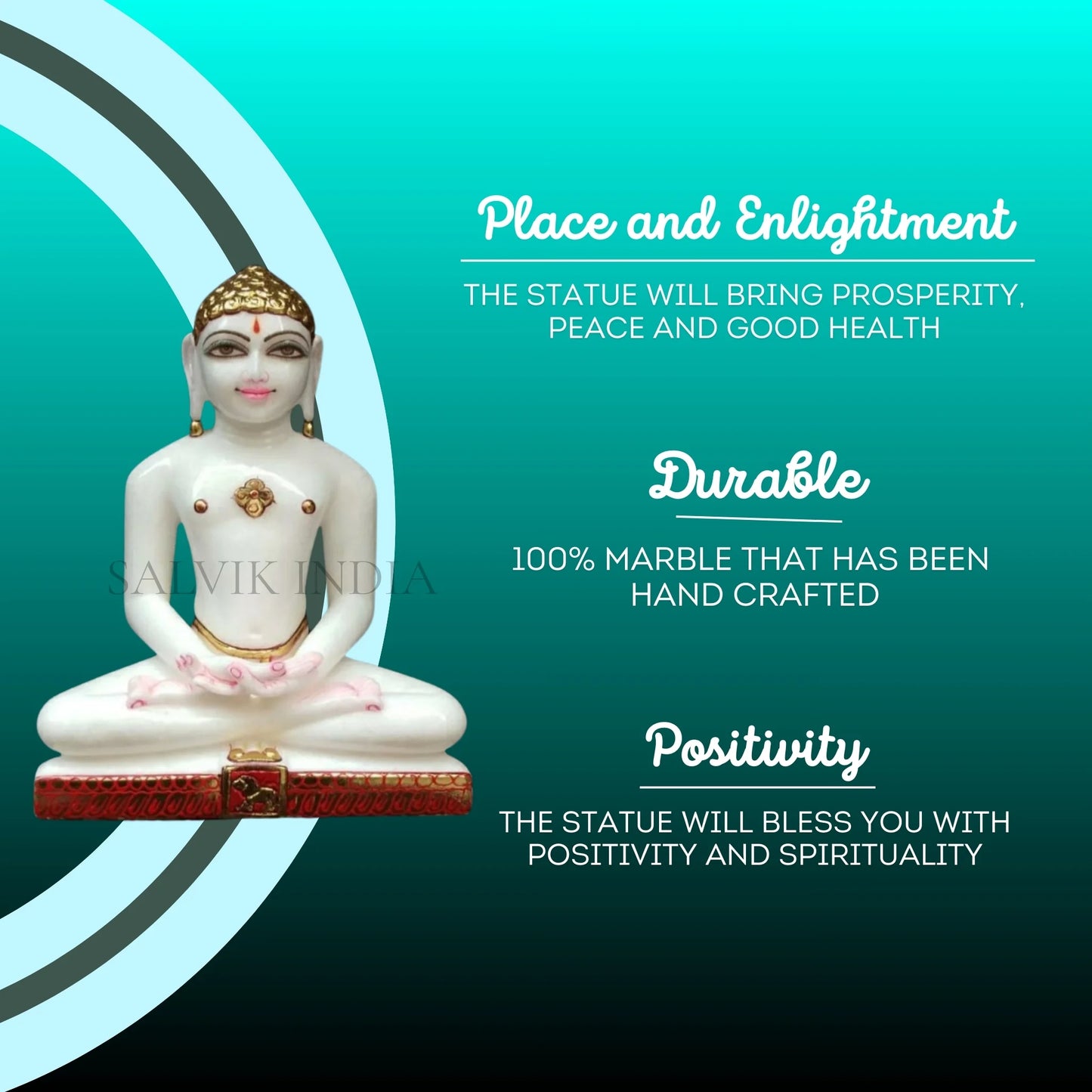 Marble Mahavir Bhagwan Statue for Home Temple | Handcrafted Jain Idol