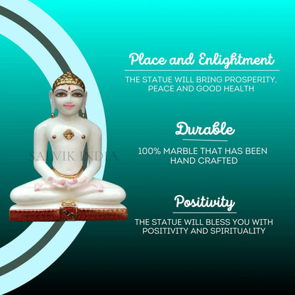 Marble Mahavir Bhagwan Statue for Home Temple | Handcrafted Jain Idol