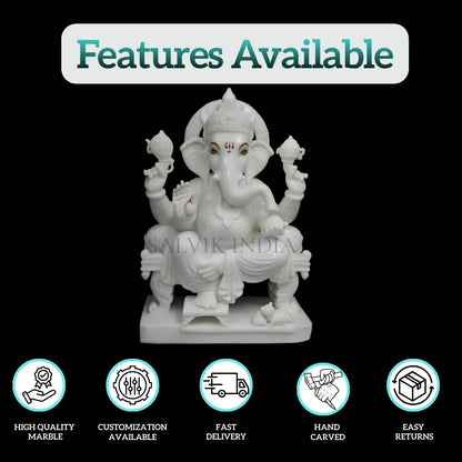 White Marble Ganesha for Home Temple