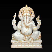 White Makrana Marble Ganesh Murti 6 Inch – Handcrafted Sitting Ganpati Statue by Salvik India