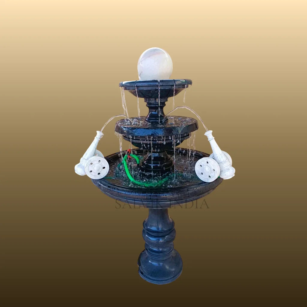 White Marble Bowl Fountain 4ft for Elegant Outdoor & Indoor Décor