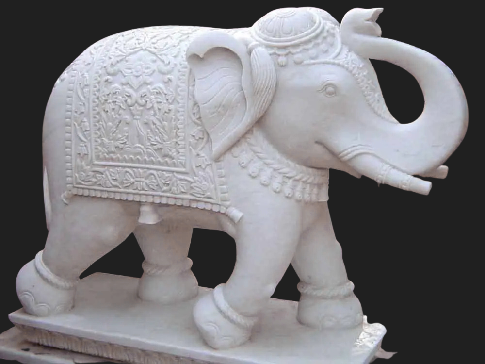 White Marble Elephant Statue for Home