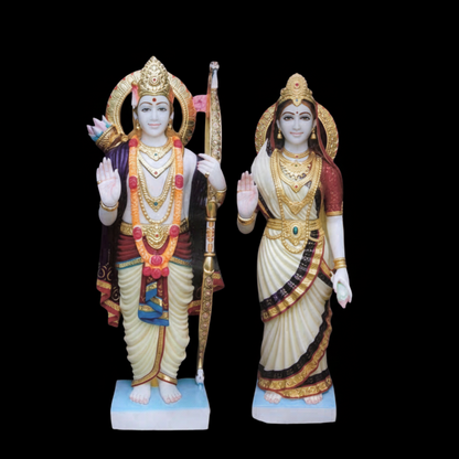 White Marble Ram Sita Idol for Home Temple