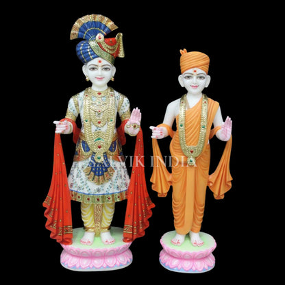 White Marble Swaminarayan Statue 2 Feet for Home Mandir