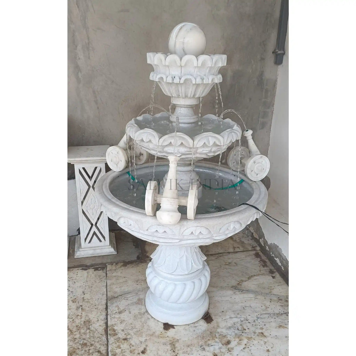 White Marble Victorian Fountain 7 Ft