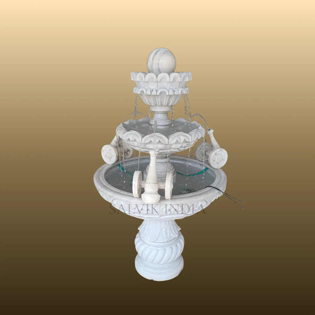 White Marble Victorian Fountain 7 Ft