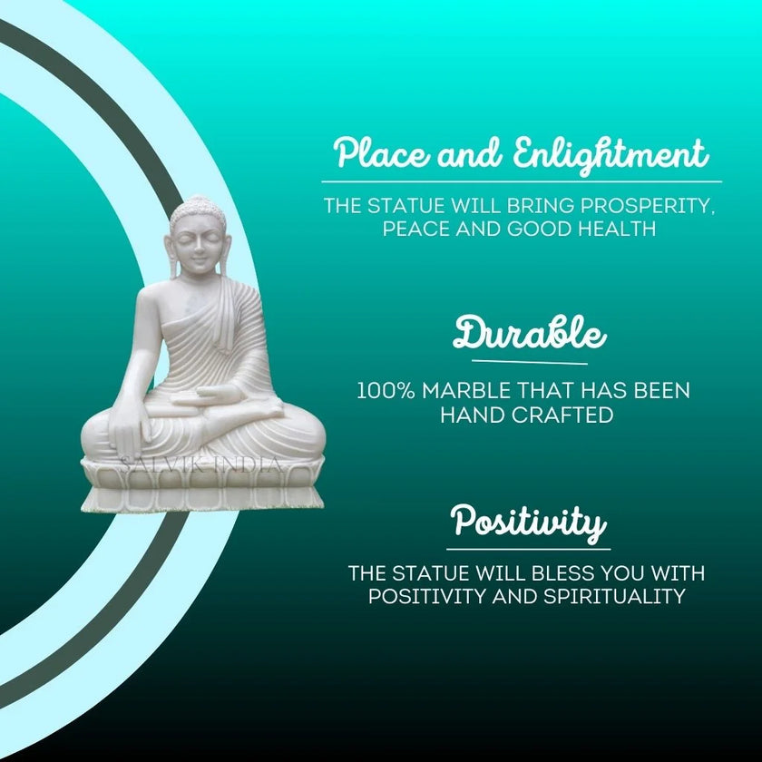 Elegant white marble Buddha sculpture with smooth finish