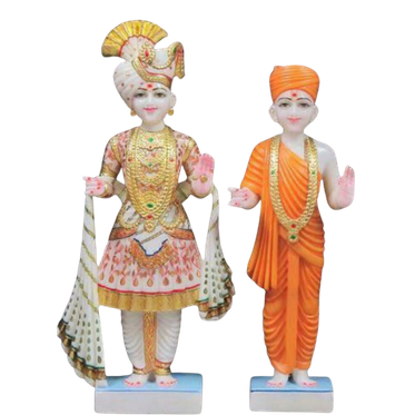 Akshar Purushottam Maharaj marble murti with Gunatitanand Swami