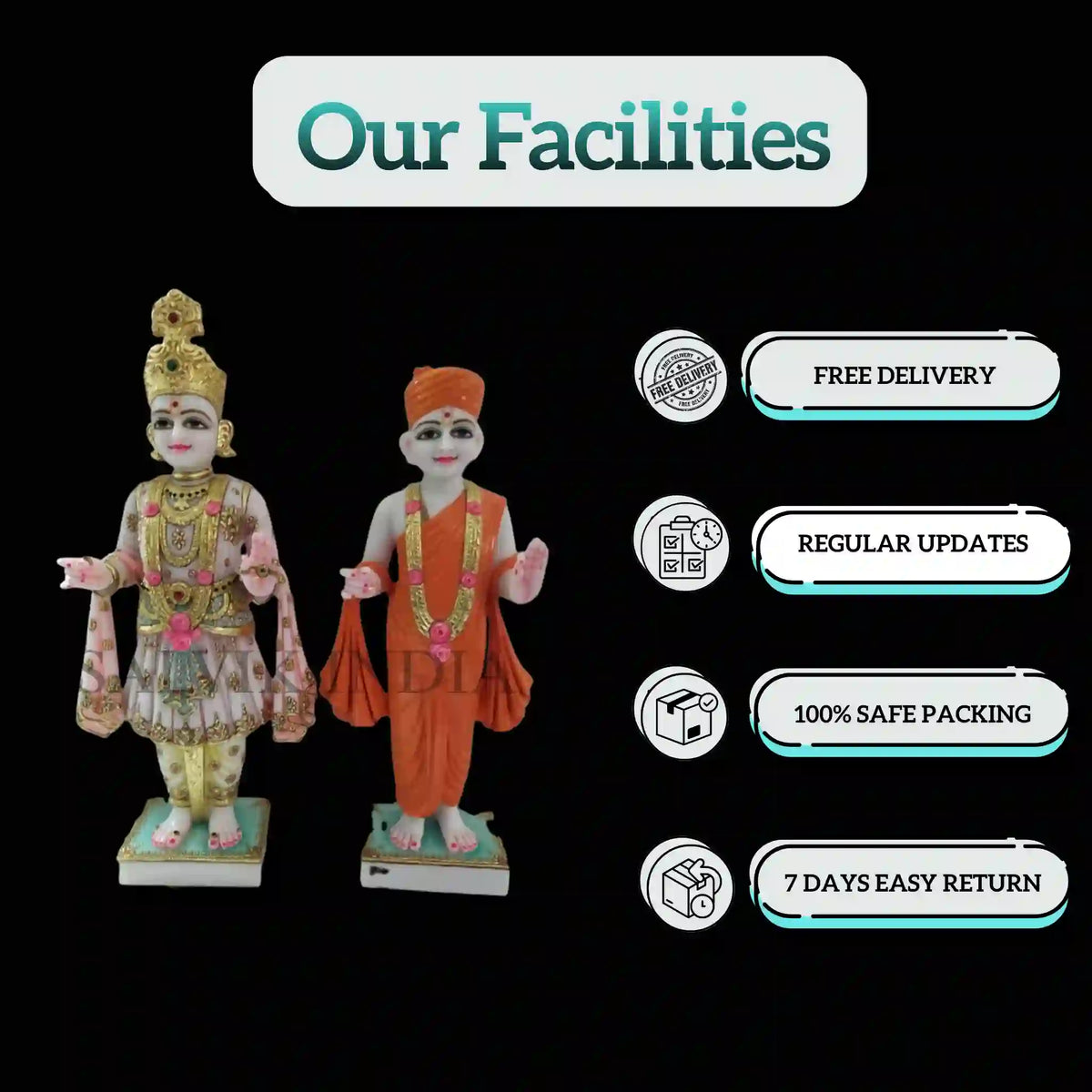 Akshar Purushottam Marble Murti pair with Gunatitanand Swami
