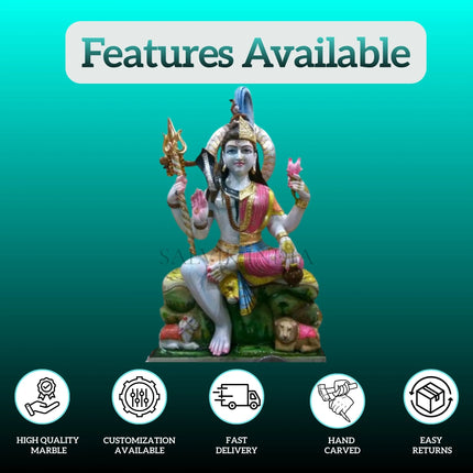 Front view of Ardhanarishwar Marble Murti