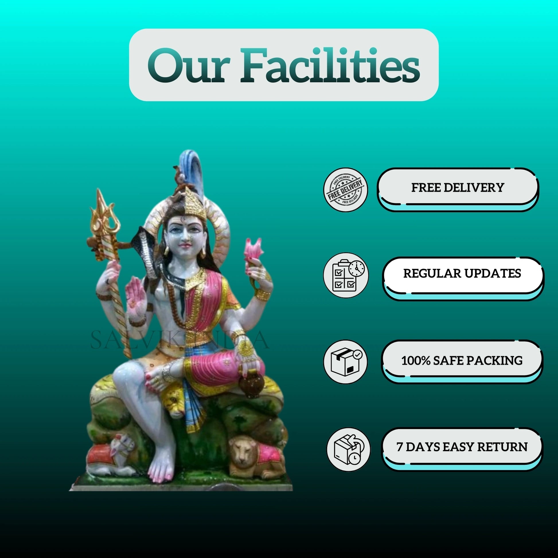 Side view of Ardhanarishwar Marble Murti