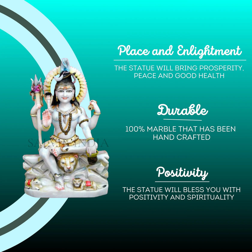 Back view of Ashirwad White Marble Lord Shiva Statue