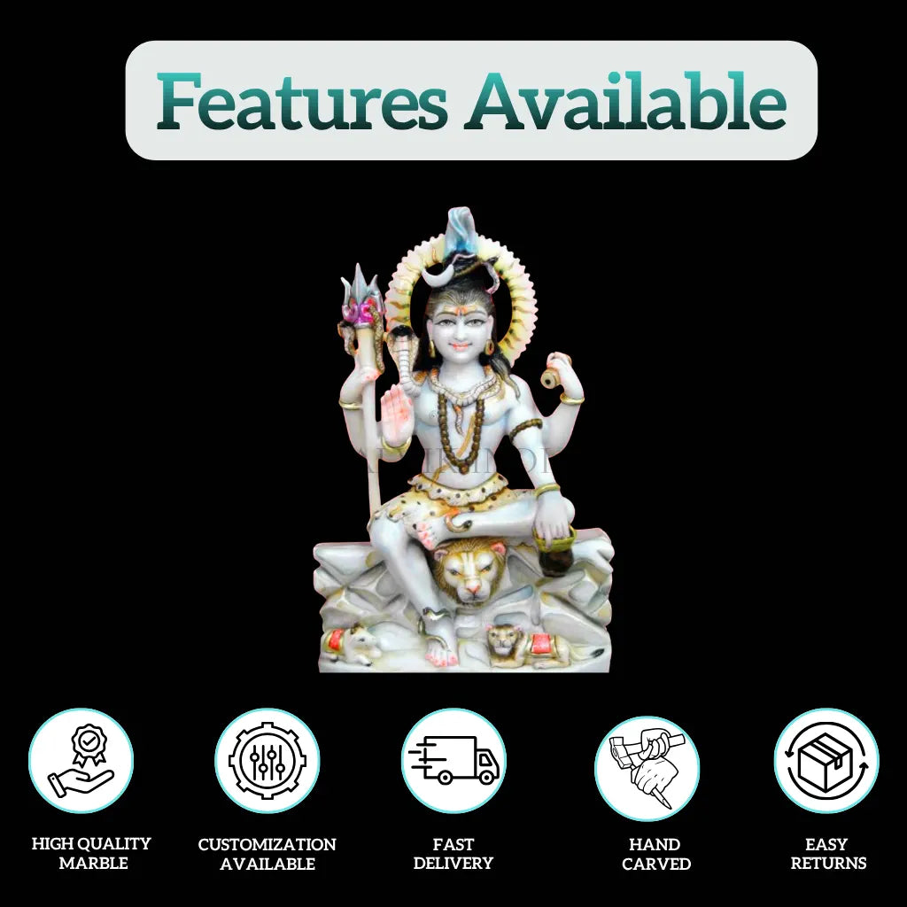 Side view of Ashirwad White Marble Lord Shiva Statue