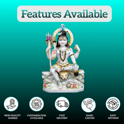 Side view of Ashirwad White Marble Lord Shiva Statue