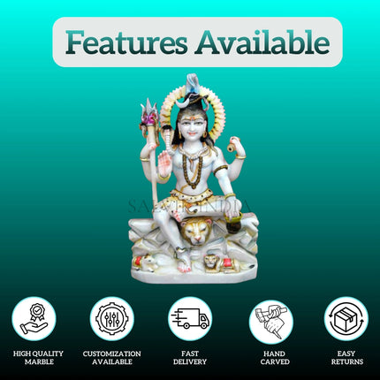 Side view of Ashirwad White Marble Lord Shiva Statue