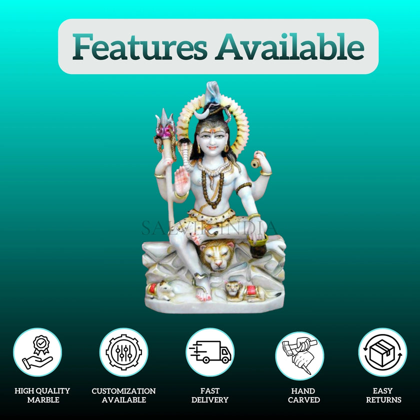 Side view of Ashirwad White Marble Lord Shiva Statue