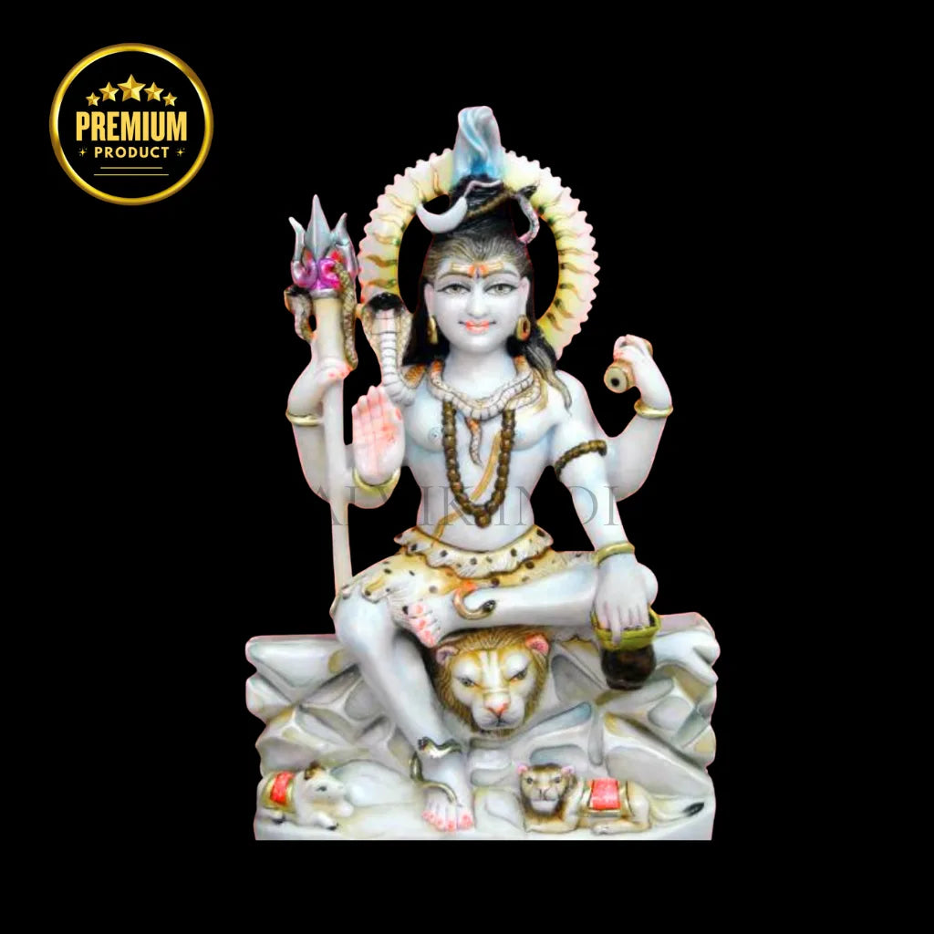 Ashirwad White Marble Lord Shiva Statue for Home Temple