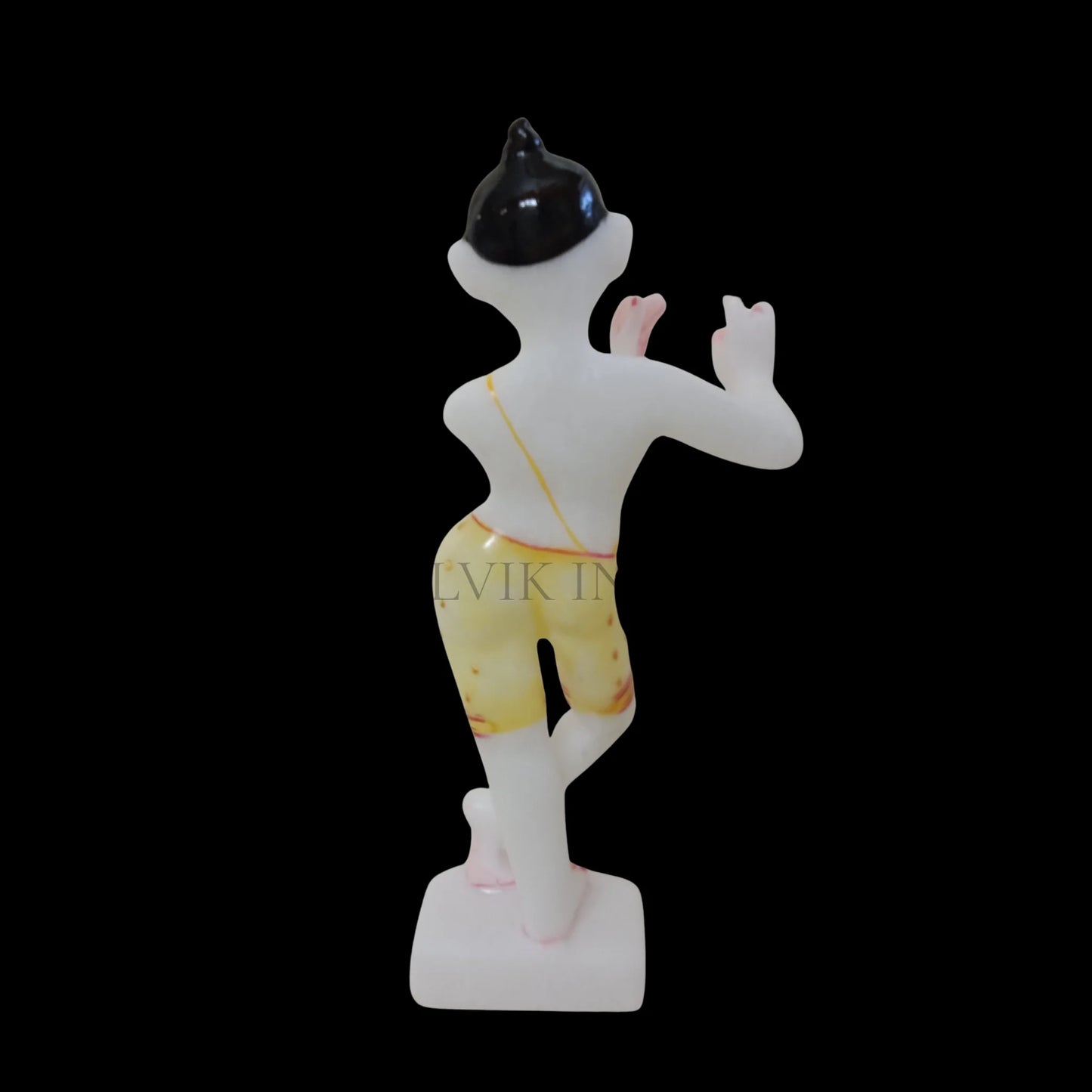 Back view of Bal Gopal Kanha Ji marble murti showing smooth polish finish